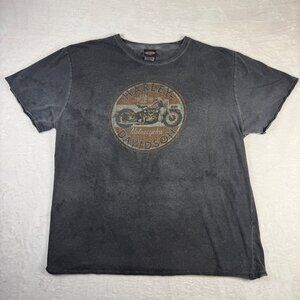 Harley Davidson Chi-Town Skull Graphic Tee Gray Men's 3XL Distressed‎ Look